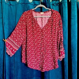 Mason & Belle long sleeve boho floral blouse in 3X